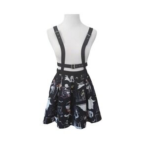 The Nightmare Before Christmas, Disney, Graphic Suspender Skirt Sz M, Halloween